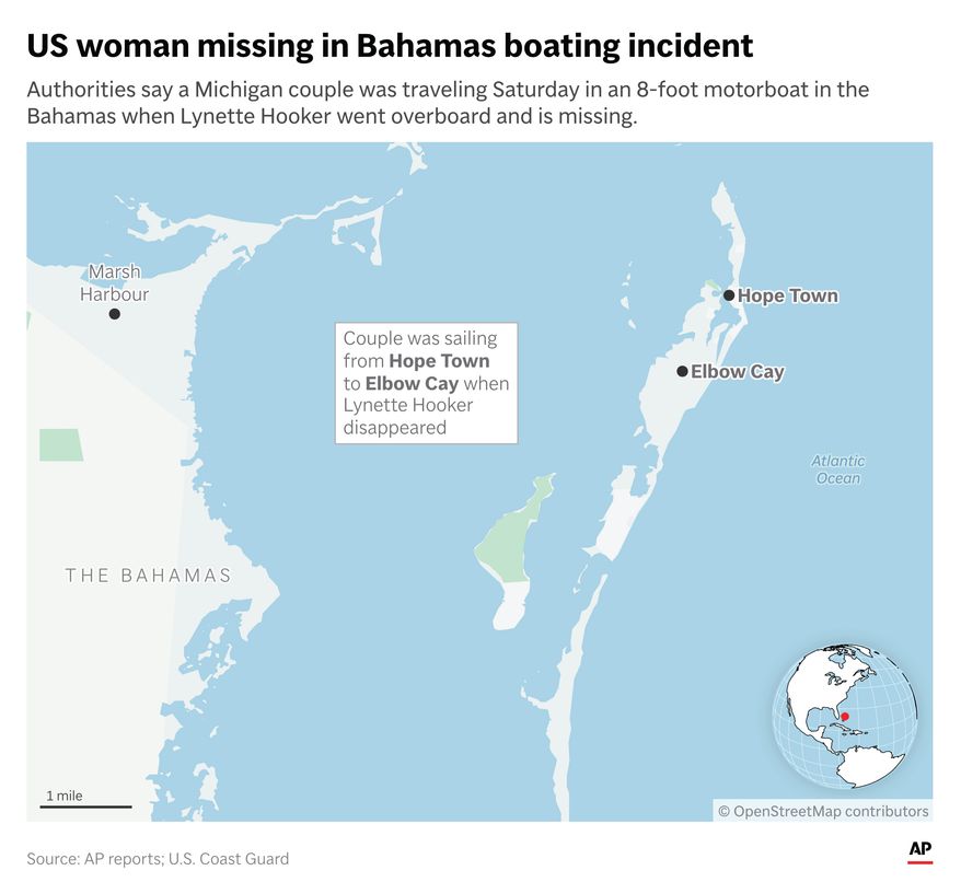 A Michigan woman is missing after going overboard from a small boat in the Bahamas. (AP Digital Embed)