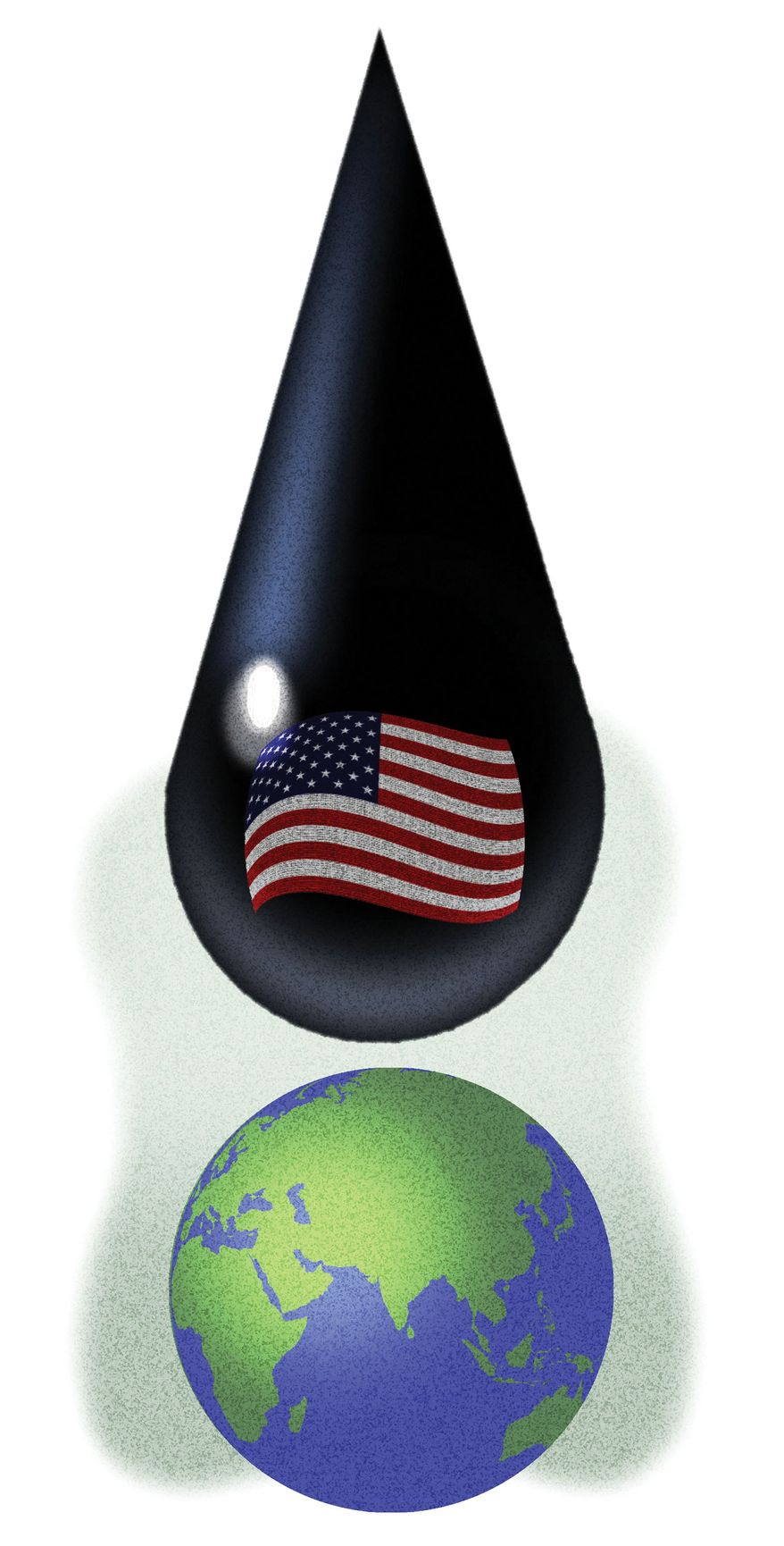 The United States of America supplying oil to the world illustration by Alexander Hunter/The Washington Times