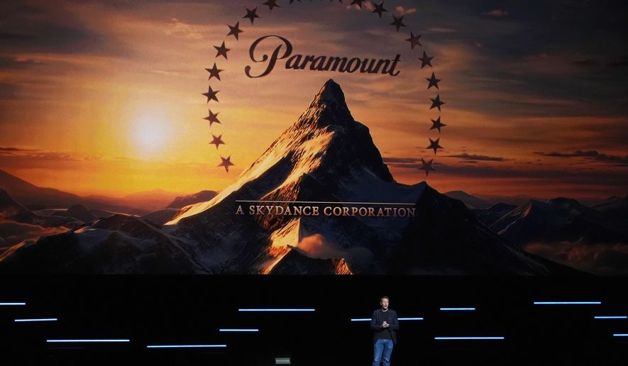 David Ellison, CEO of Paramount Skydance, speaks during the Paramount Pictures presentation at CinemaCon on Thursday, April 16, 2026, at Caesars Palace in Las Vegas. (AP Photo/Chris Pizzello)