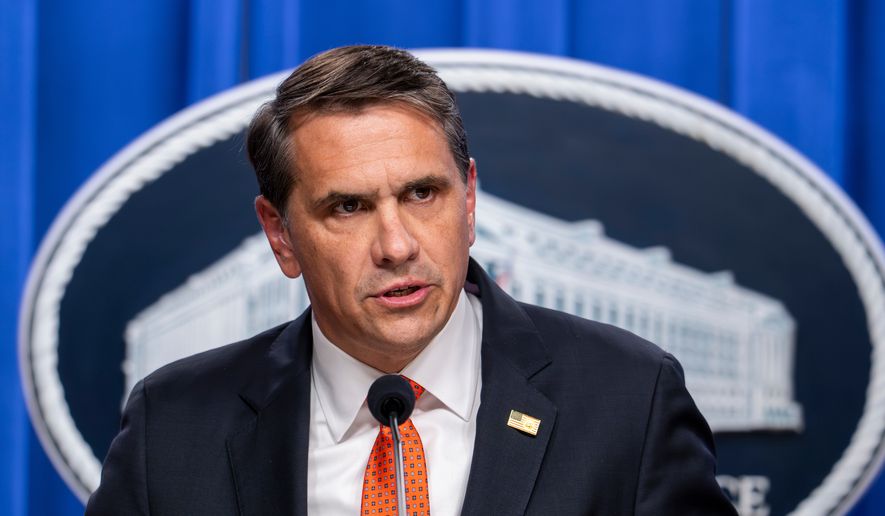 Acting Attorney General Todd Blanche holds a news conference at the Justice Department in Washington, April 7, 2026. (AP Photo/J. Scott Applewhite, File)