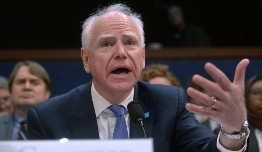 FILE - Minnesota Gov. Tim Walz speaks during a House Committee on Oversight and Government Reform hearing on oversight of fraud and misuse of Federal funds in Minnesota, March 4, 2026, on Capitol Hill in Washington. (AP Photo/Rod Lamkey, Jr., File)
