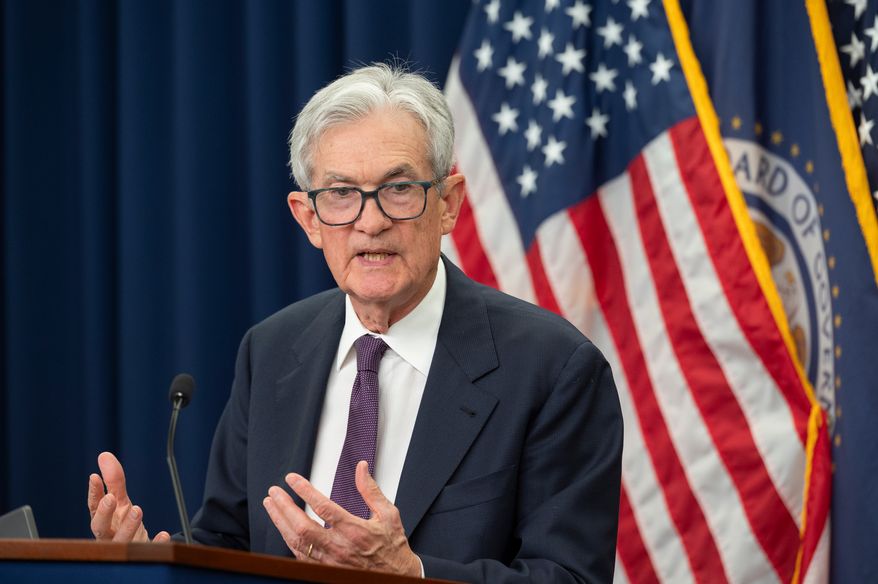 Then-Federal Reserve Chairman Jerome Powell speaks at a news conference at the Federal Reserve, following the Federal Open Market Committee meeting, in Washington, Wednesday, April 29, 2026. (AP Photo/Cliff Owen) ** FILE **