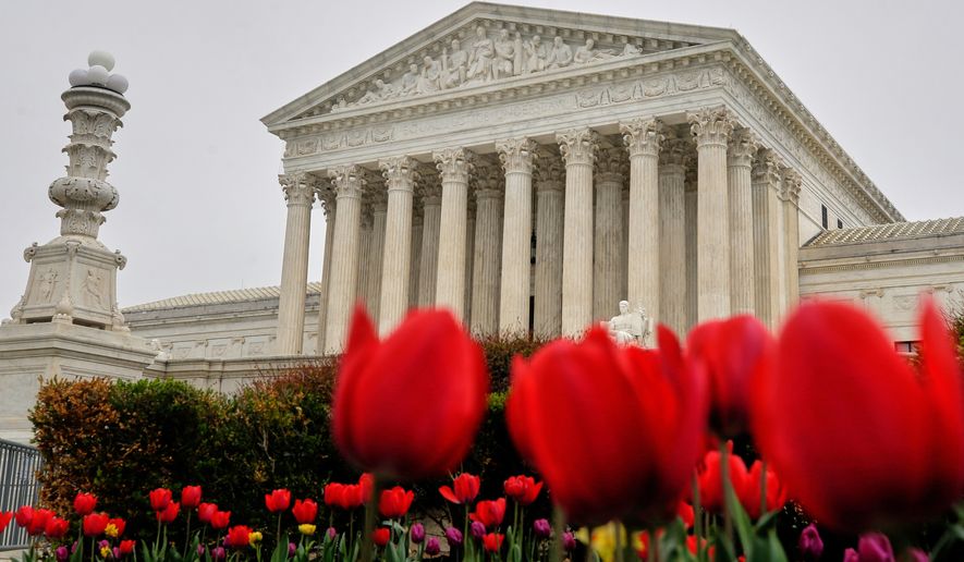 FILE - The U.S. Supreme Court is seen in Washington, Friday, April 3, 2026. (AP Photo/Rahmat Gul, File)