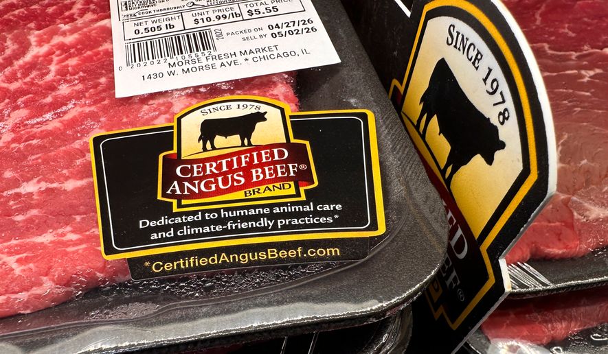 Beef is displayed for sale at a Chicago grocery store on Wednesday, April 29, 2026. (AP Photo/Erin Hooley) **FILE**