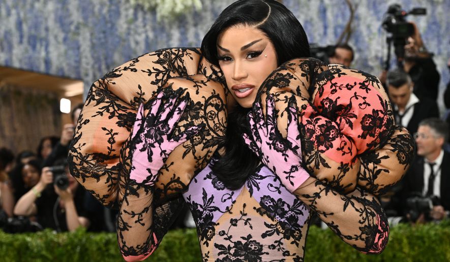 Cardi B arrives at The Metropolitan Museum of Art's Costume Institute benefit gala celebrating the opening of the "Costume Art" exhibition on Monday, May 4, 2026, in New York. (Photo by Evan Agostini/Invision/AP)