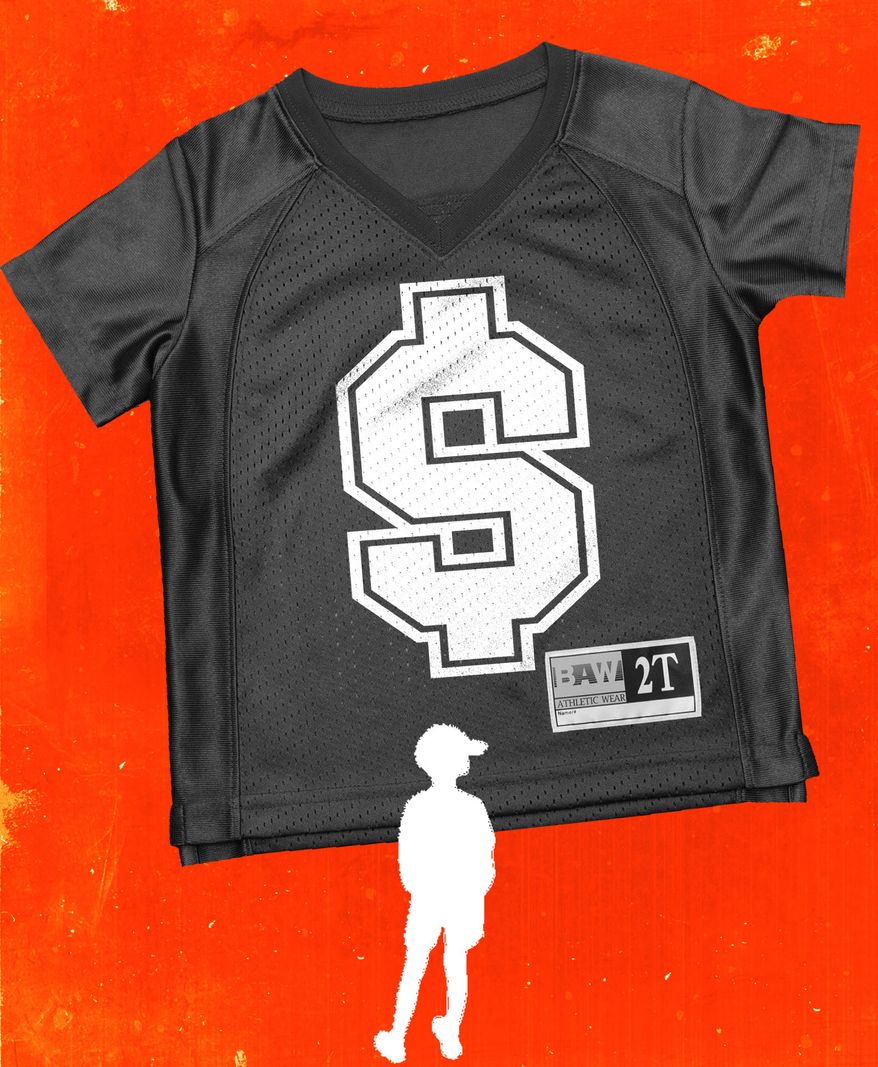 Competitive youth sports and lucrative name, image and likeness (NIL) contracts illustration by Linas Garsys / The Washington Times