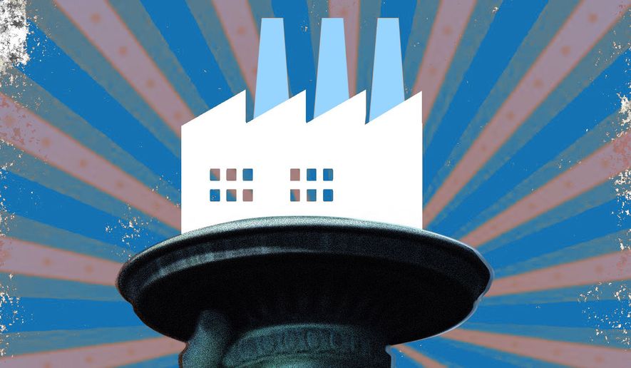 The United States of America and manufacturing revival illustration by Linas Garsys / The Washington Times
