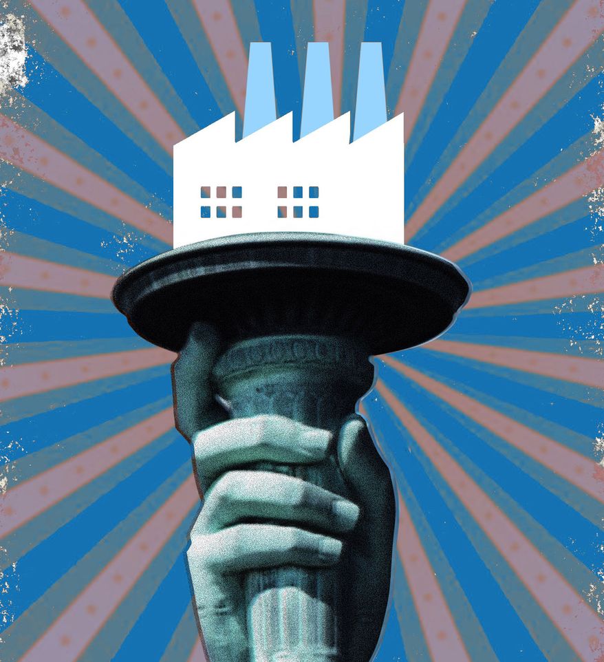 The United States of America and manufacturing revival illustration by Linas Garsys / The Washington Times