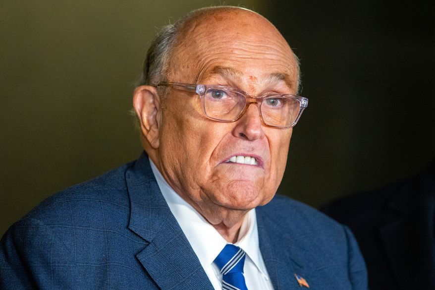 Rudy Giuliani speaks to the media outside Manhattan federal court in New York, Jan. 3, 2025. (AP Photo/Ted Shaffrey, file)