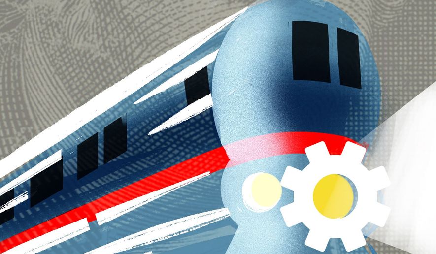 Union bosses, railroads cost and Railway Safety Act illustration by Linas Garsys / The Washington Times