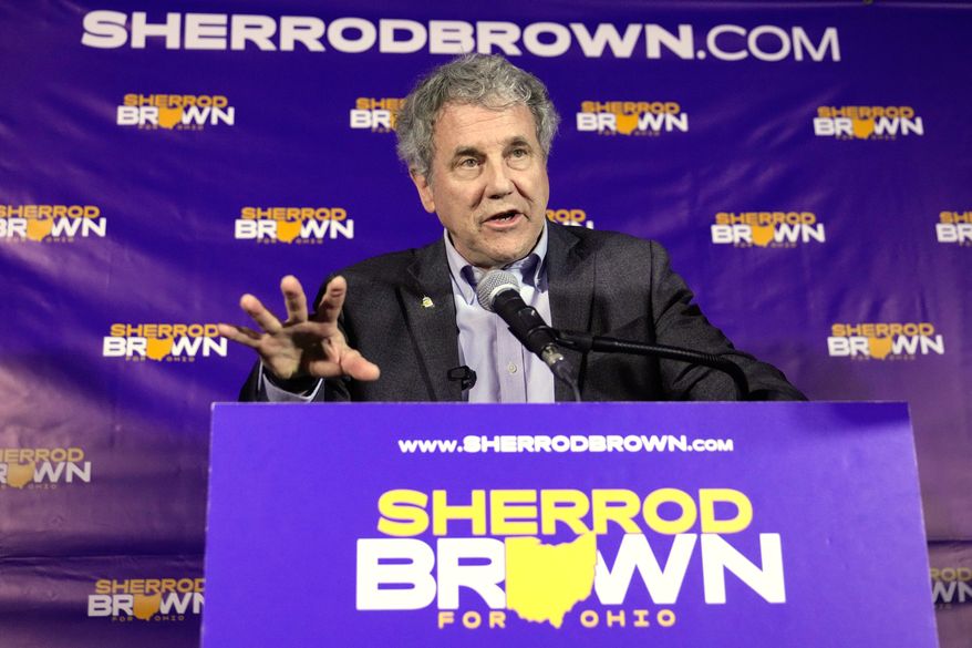 Democratic Ohio Senate candidate Sherrod Brown, a former three-term U.S. senator, speaks at a primary election night campaign event after winning the party's primary for Senate in Cleveland, Tuesday, May 5, 2026. (AP Photo/Sue Ogrocki)