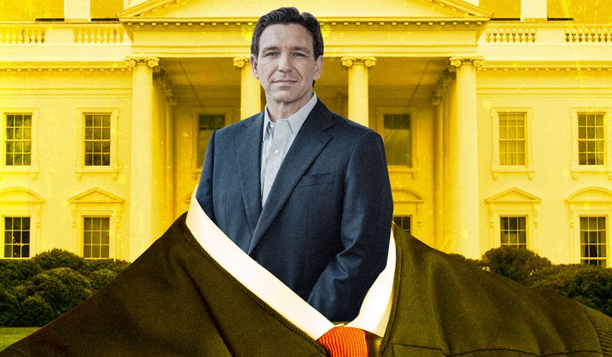Florida Gov. Ron DeSantis as a Supreme Court justice for Trump's White House illustration by Linas Garsys / The Washington Times