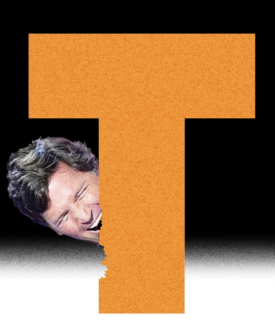 Tucker Carlson turning on President Donald Trump illustration by Alexander Hunter/The Washington Times