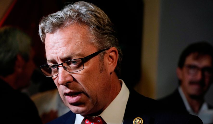 Rep. Andy Ogles, R-Tenn., speaks to supporters after being declared the winner in his Republican primary race, Aug. 1, 2024, in Franklin, Tenn. (AP Photo/Mark Humphrey, File)