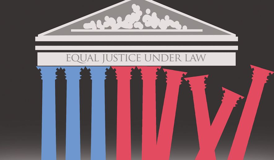 Replacing Supreme Court justices illustration by Alexander Hunter/The Washington Times