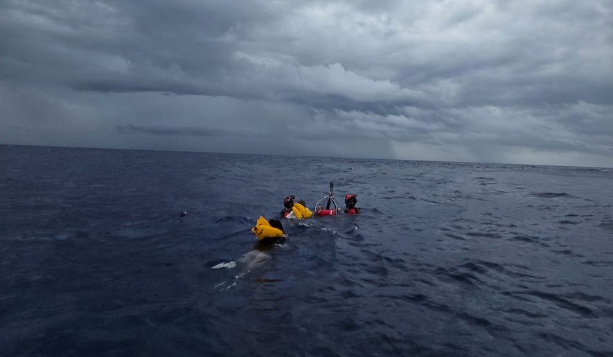 This photo provided by the U.S. Air Force shows rescue operations underway for survivors of a downed civilian aircraft off the coast of Melbourne, Fla., Tuesday, May 12, 2026. (U.S. Air Force/DVIDS via AP)