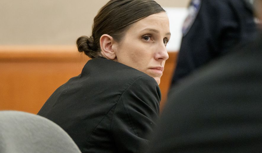 FILE -Kouri Richins looks on during her murder trial at the Summit County Courthouse in Park City, Utah, Monday, Feb. 23, 2026. (AP Photo/Spenser Heaps, Pool, File)