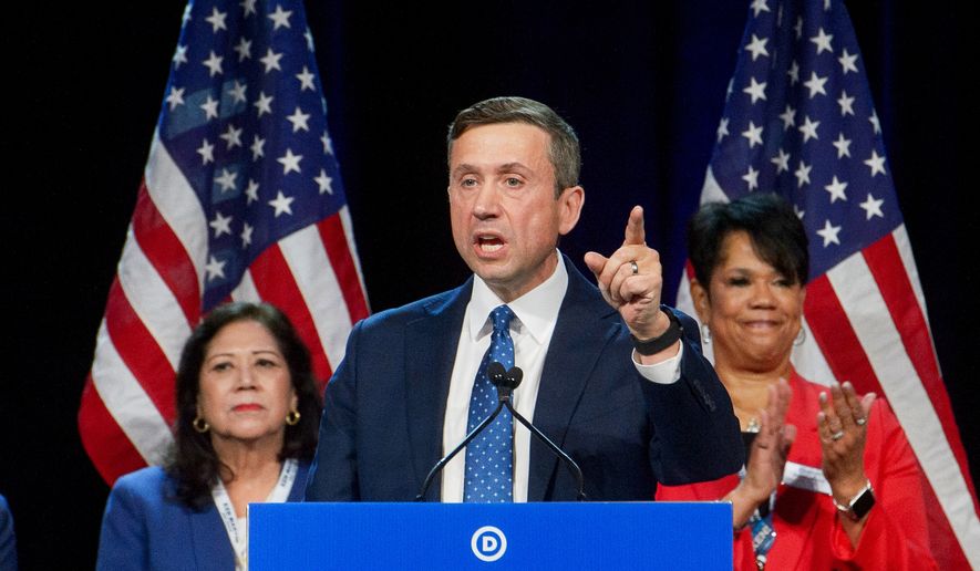 DNC chair candidate Ken Martin speaks at the Democratic National Committee Winter Meeting in National Harbor, Md., Feb. 1, 2025. (AP Photo/Rod Lamkey, Jr., File)