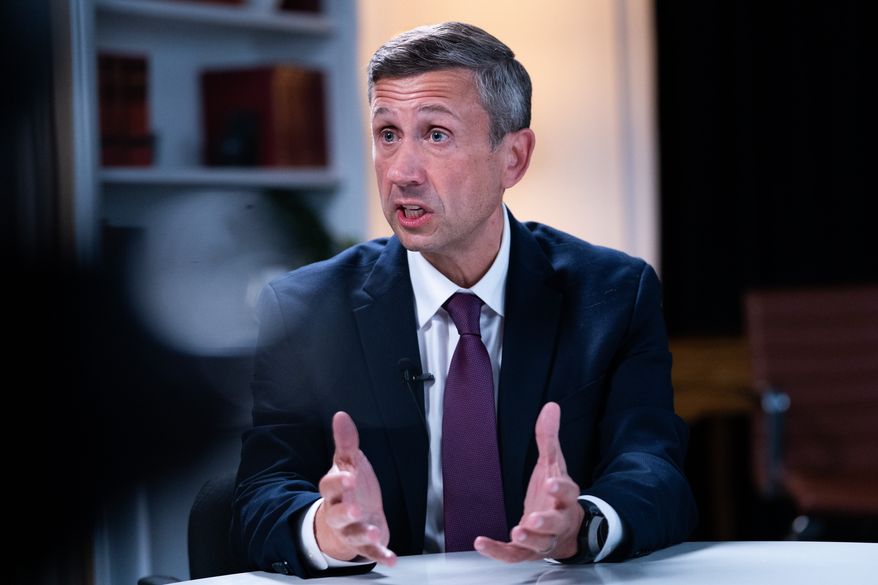 Democratic National Committee Chair Ken Martin speaks during an interview with The Associated Press at DNC headquarters in Washington on Jan. 12, 2026. (AP Photo/Allison Robbert) ** FILE **