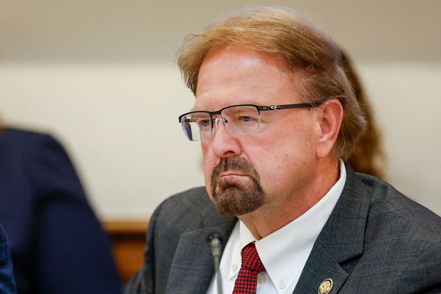 Rep. Chuck Edwards, R-N.C, listens to testimony as the House Judiciary Subcommittee on Oversight holds a field hearing in Charlotte, N.C., Sept. 29, 2025. (AP Photo/Nell Redmond, File)