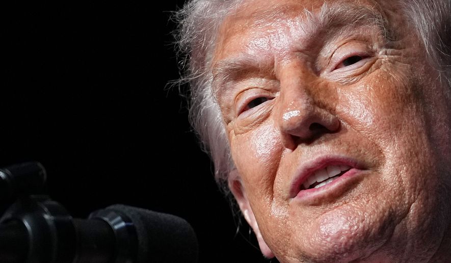 President Donald Trump speaks at the Raymond F. Kravis Center for the Performing Arts in West Palm Beach Fla., Friday, May 1, 2026. (AP Photo/Matt Rourke)