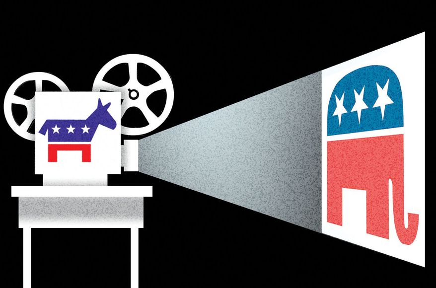 Democrats projecting their negative thoughts and agenda on Republicans illustration by Alexander Hunter/The Washington Times