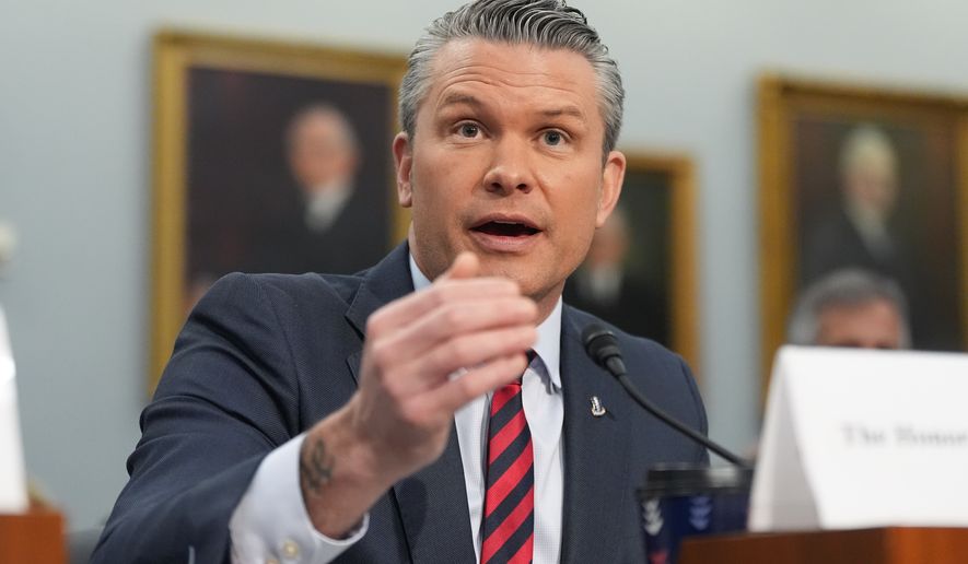 Defense Secretary Pete Hegseth testifies at a House Appropriations subcommittee budget hearing for the Department of Defense, Tuesday, May 12, 2026, in Washington. (AP Photo/Alex Brandon)