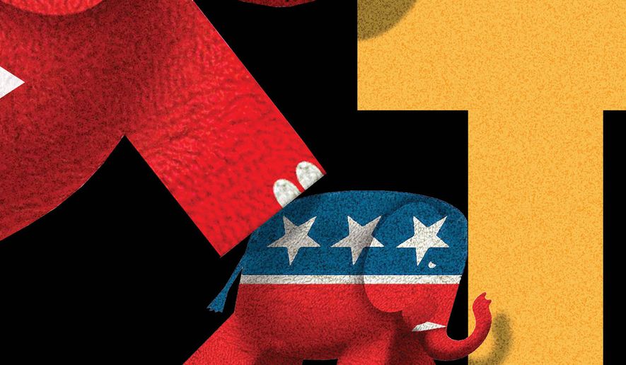 Republicans being team players for President Donald Trump illustration by Alexander Hunter/The Washington Times
