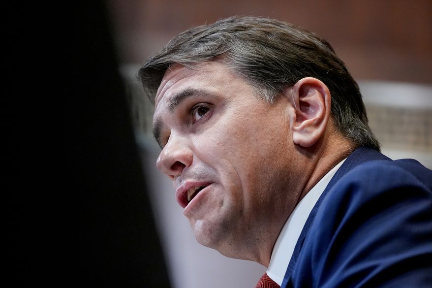 Acting Attorney General Todd Blanche testifies during a Senate Committee on Appropriations subcommittee hearing to address the Trump administration’s budget request for the Justice Department, Tuesday, May 19, 2026, on Capitol Hill in Washington. (AP Photo/Mariam Zuhaib)