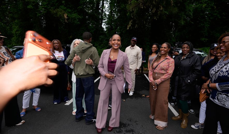 Democratic gubernatorial candidate Keisha Lance Bottoms, arrives to vote early in the Georgia Primary Election, Thursday, May 7, 2026, in Atlanta. (AP Photo/Brynn Anderson)