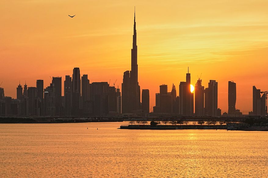 FILE - The skyline of Dubai, United Arab Emirates, March 11, 2026, with the Burj Khalifa at center. (AP Photo/Fatima Shbair, File)
