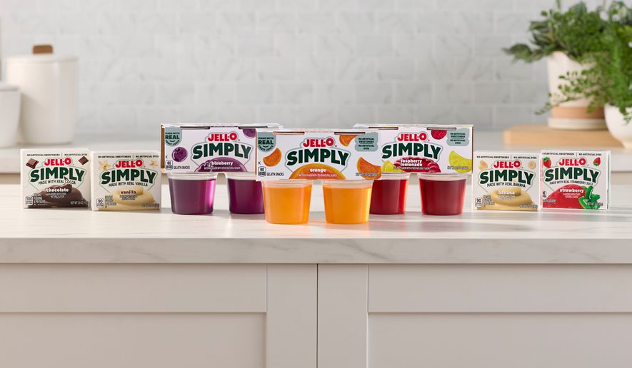 This undated photo provided by Kraft Heinz on Tuesday, May 19, 2026, shows a new line of Jell-O products. (Kraft Heinz via AP)