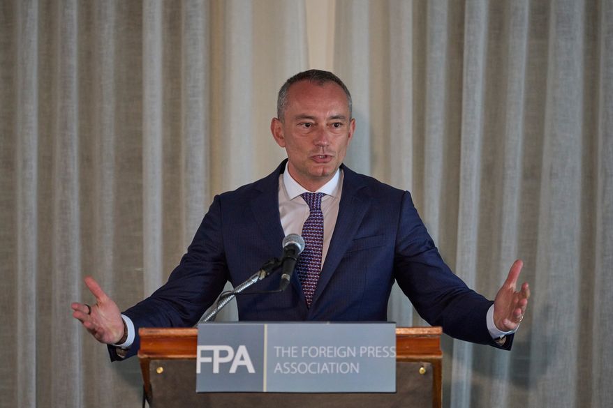 The high representative for President Donald Trump's International Board of Peace and its efforts in Gaza, Nickolay Mladenov, speaks to the media during the Board of Peace press briefing in East Jerusalem, Wednesday, May 13, 2026. (AP Photo/Ohad Zwigenberg) ** FILE **