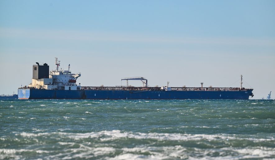 FILE - A seized suspected Russian oil taker by the French navy is photographed in the Mediterranean Sea in Fos-sur-Mer, southern France, on Jan. 26, 2026. (AP Photo/Philippe Magoni, File)