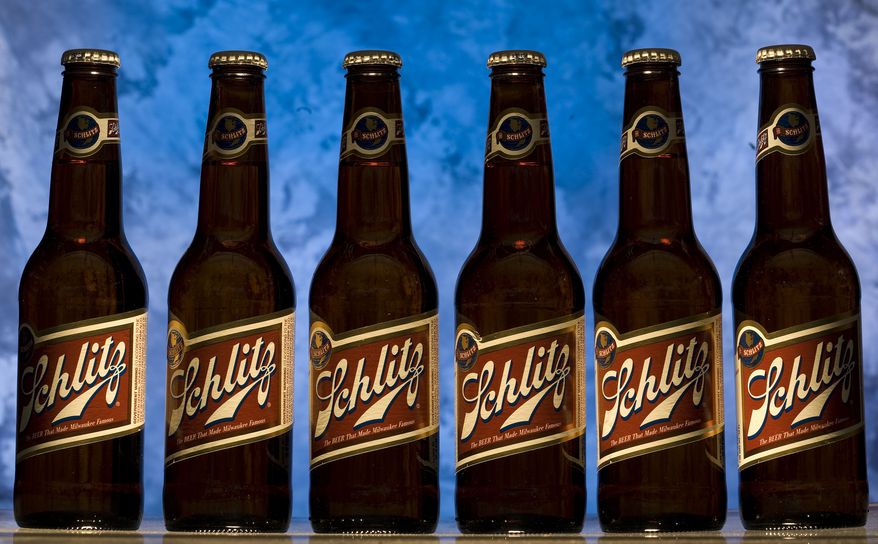 Some of the new bottles of Schlitz beer are seen Thursday, July 24, 2008, in Milwaukee. (AP Photo/Morry Gash) **FILE**