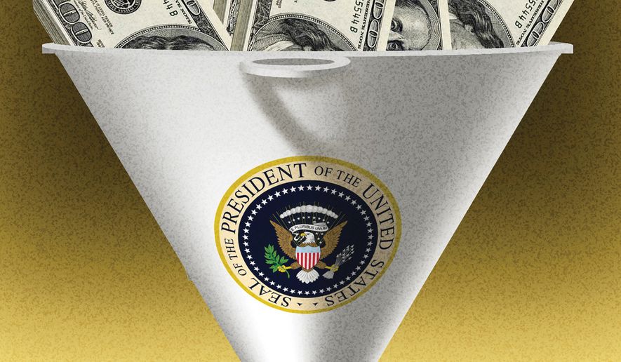 President's cash-rich slush fund illustration by Alexander Hunter/The Washington Times