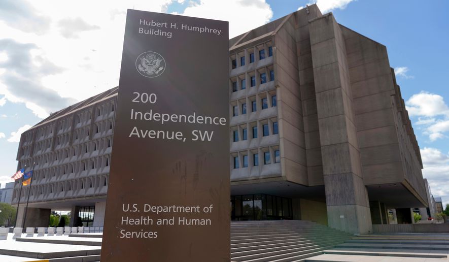 The Department of Health and Human Services building is seen in Washington, April 16, 2025. (AP Photo/Jose Luis Magana) **FILE**