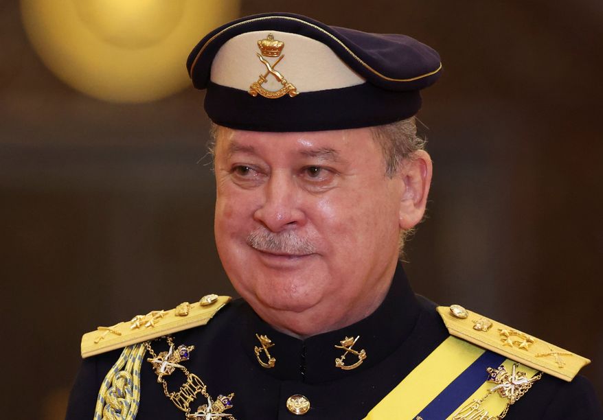 The incoming 17th King of Malaysia, the Sultan of Johor, Sultan Ibrahim Iskandar, is seen during a welcoming ceremony at the National Palace in Kuala Lumpur, Malaysia, on Jan. 31, 2024. (Hasnoor Hussain/Pool Photo via AP, File)