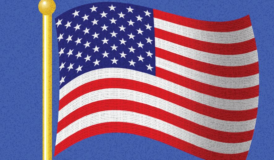 President Donald Trump and American greatness illustration by Alexander Hunter/The Washington Times