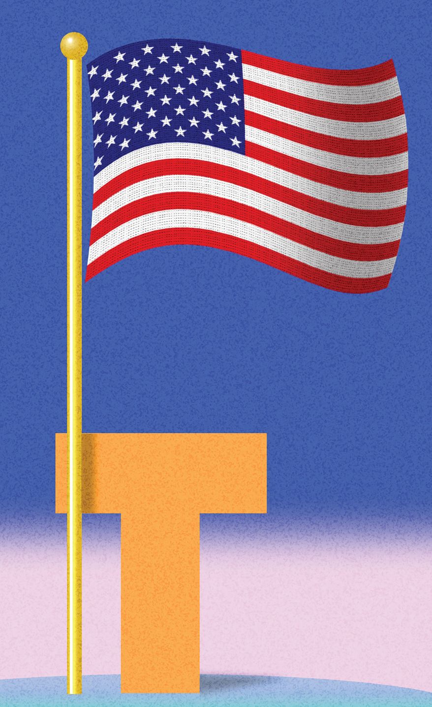 President Donald Trump and American greatness illustration by Alexander Hunter/The Washington Times