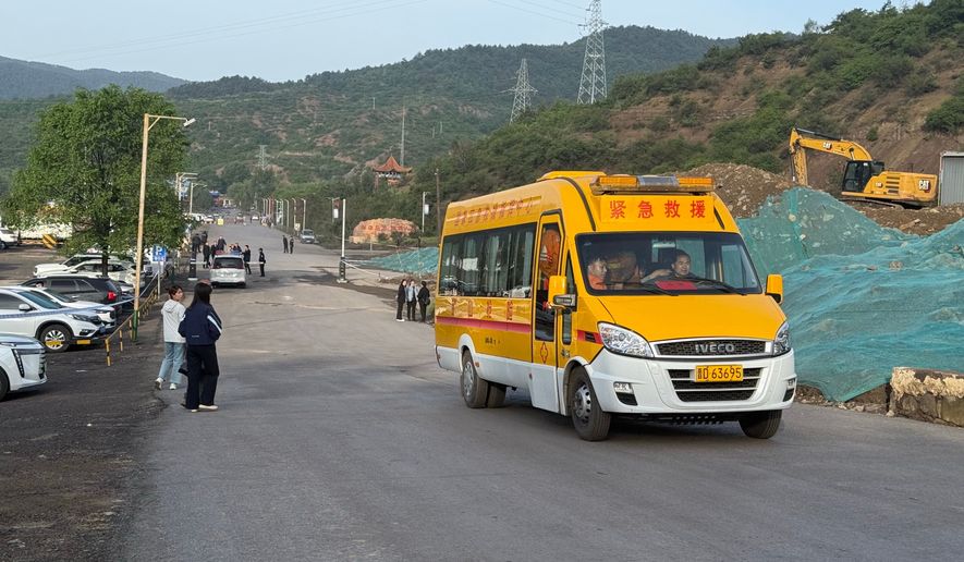 This photo released by Xinhua News Agency, shows a scene at the rescue site of the Liushenyu coal mine in Changzhi city, China's Shanxi Province, Saturday, May 23, 2026. (Cao Yang/Xinhua via AP)