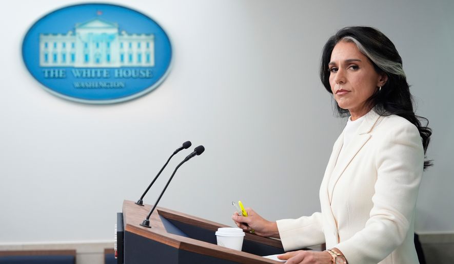 Director of National Intelligence Tulsi Gabbard speaks with reporters in the James Brady Press Briefing Room at the White House in Washington on July 23, 2025. (AP Photo/Alex Brandon) **FILE**