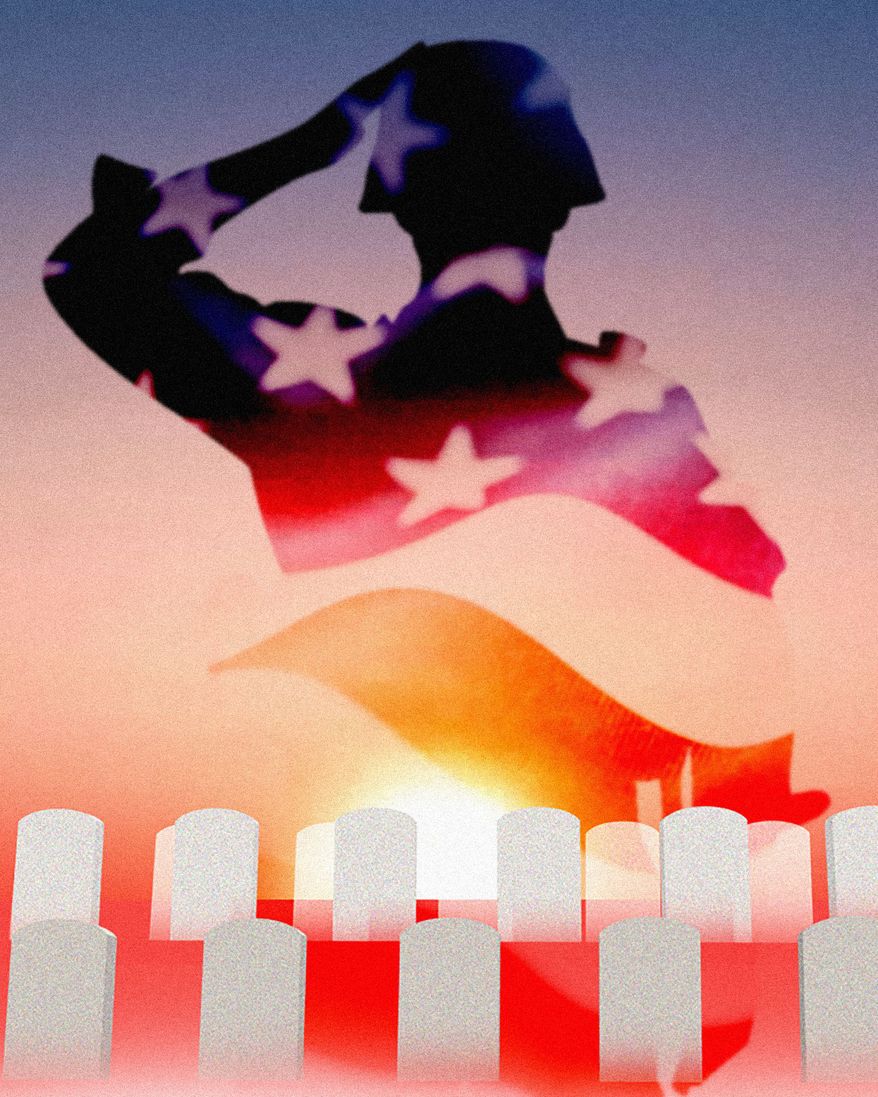Honoring fallen soldiers on Memorial Day illustration by Linas Garsys / The Washington Times
