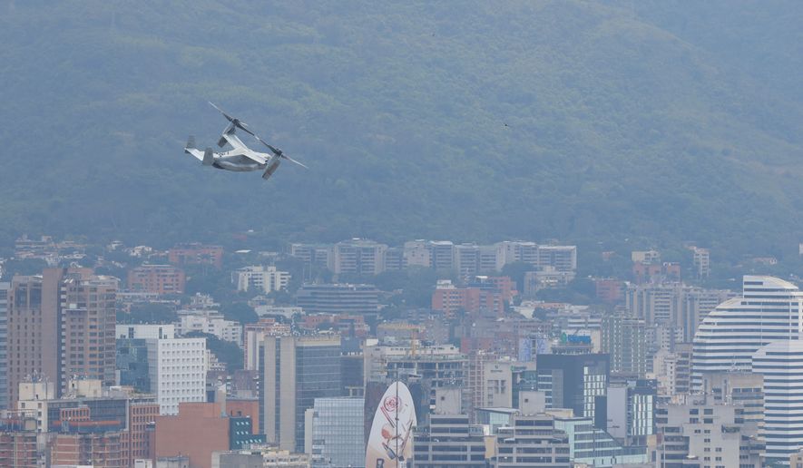 U.S. Embassy holds emergency and air evacuation drill in Caracas, Venezuela, Saturday, May 23, 2026. (AP Photo/Pedro Mattey)