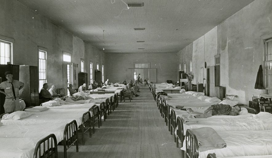 The sleeping ward in the State Hospital for the Insane at Milledgeville, Ga., in the 1940s. (Atlanta Journal-Constitution via AP, File)
