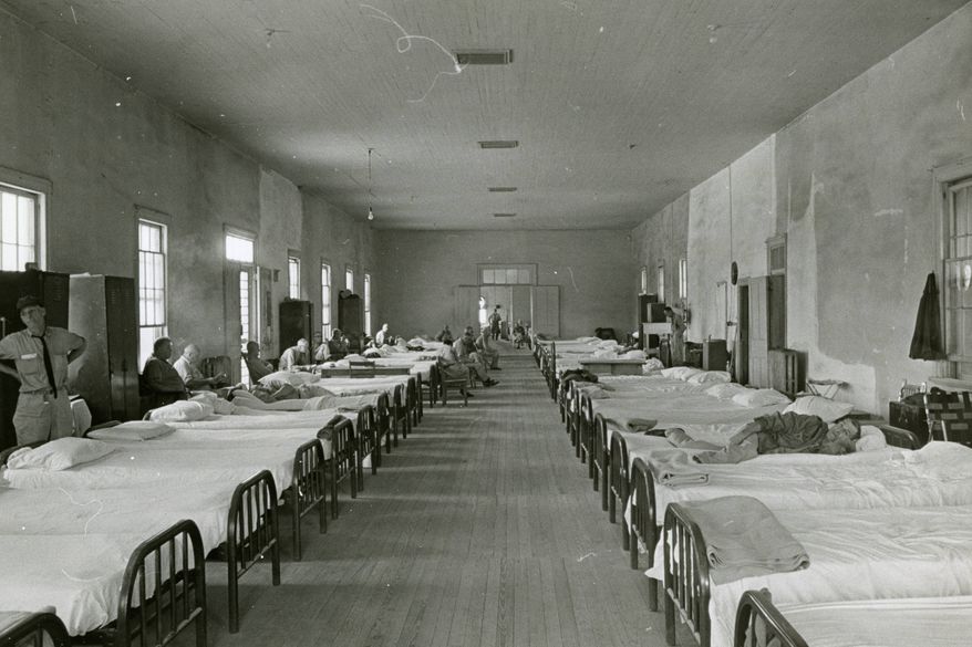 The sleeping ward in the State Hospital for the Insane at Milledgeville, Ga., in the 1940s. (Atlanta Journal-Constitution via AP, File)