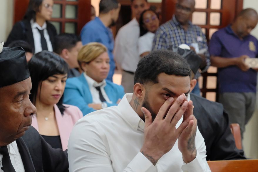 Ex-Tampa Bay Rays shortstop Wander Franco gestures in court during his trial on charges of sexually abusing a minor in Puerto Plata, Dominican Republic, Monday, May 25, 2026. (AP Photo/Ricardo Hernandez)