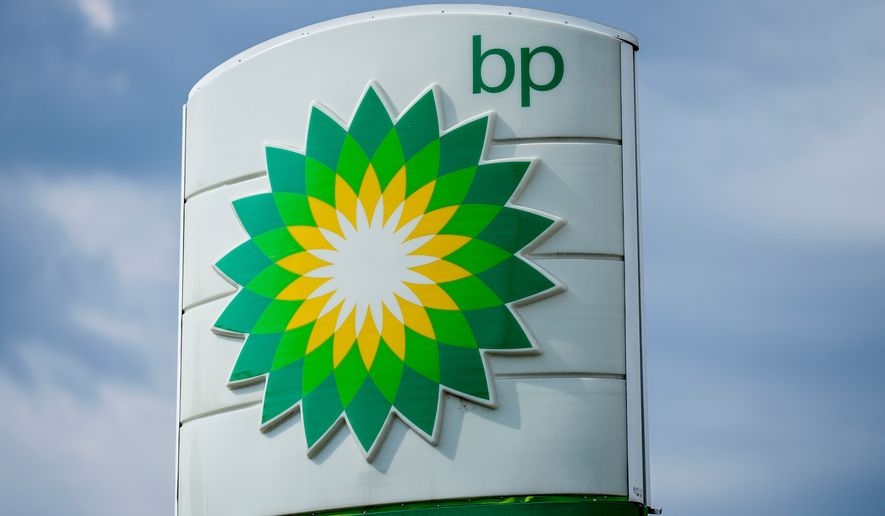 FILE - A BP fuel sign is seen, Tuesday, Sept. 12, 2023, in Marietta, Ga. (AP Photo/Mike Stewart, file)