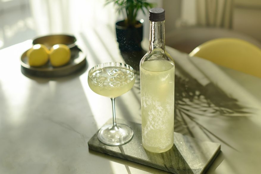 This image released by Voracious shows an Amalfi lemon margarita, a recipe from "Freezer Door Cocktails: 75 Cocktails That Are Ready When You Are" by J. M. Hirsch. (Yuliya Razukevichus/Voracious via AP)