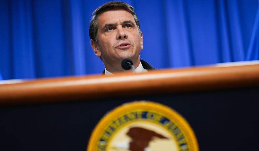 Acting U.S. Attorney General Todd Blanche speaks during a news conference at the Justice Department, May 4, 2026, in Washington. (AP Photo/Julia Demaree Nikhinson, File)